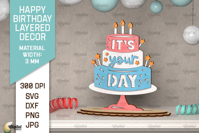 Happy Birthday Decor Laser Cut. Happy Birthday Sign SVG SVG Evgenyia Guschina 