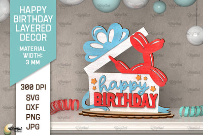 Happy Birthday Decor Laser Cut. Happy Birthday Sign SVG SVG Evgenyia Guschina 