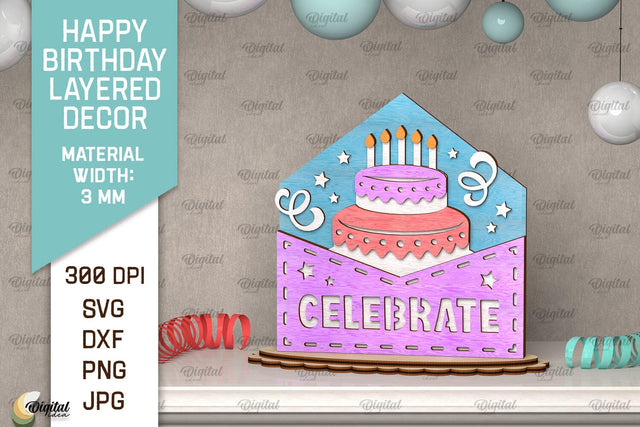 Happy Birthday Decor Laser Cut. Happy Birthday Sign SVG SVG Evgenyia Guschina 