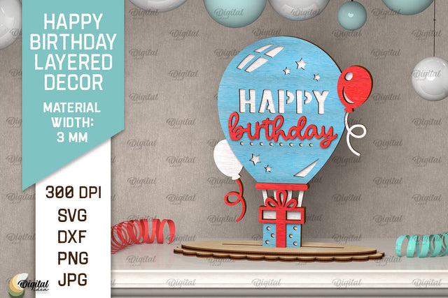 Happy Birthday Decor Laser Cut. Happy Birthday Sign SVG SVG Evgenyia Guschina 