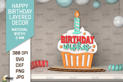 Happy Birthday Decor Laser Cut. Happy Birthday Sign SVG SVG Evgenyia Guschina 