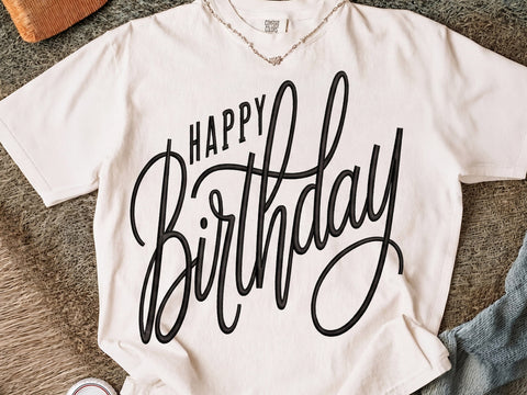 Happy Birthday Embroidery Design, Machine Embroidery Design, 4 Size Embroidery/Applique DESIGNS DesignDestine 
