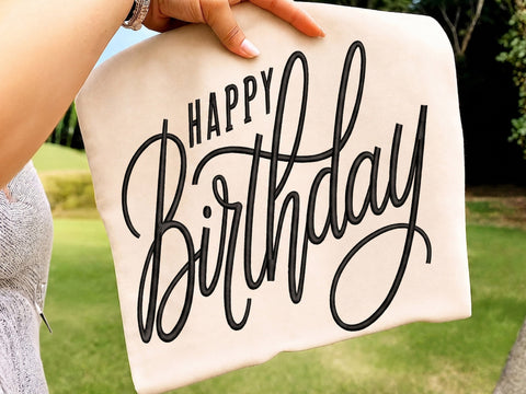 Happy Birthday Embroidery Design, Machine Embroidery Design, 4 Size Embroidery/Applique DESIGNS DesignDestine 