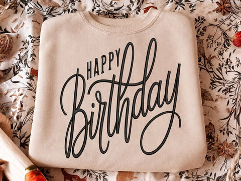 Happy Birthday Embroidery Design, Machine Embroidery Design, 4 Size Embroidery/Applique DESIGNS DesignDestine 
