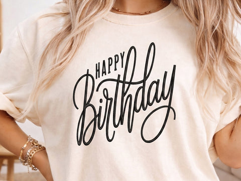 Happy Birthday Embroidery Design, Machine Embroidery Design, 4 Size Embroidery/Applique DESIGNS DesignDestine 