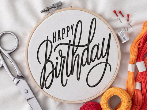 Happy Birthday Embroidery Design, Machine Embroidery Design, 4 Size Embroidery/Applique DESIGNS DesignDestine 