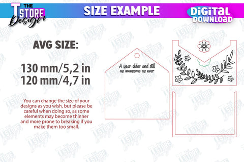 Happy Birthday Envelope Gift Card Holder Laser Cut, Happy Birthday Gifts SVG The T Store Design 