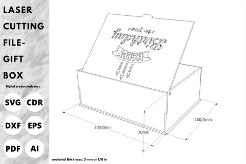 Happy Birthday Gift Box | laser cut file | svg paper cut | cricut | glowforge file SVG tofigh4lang 