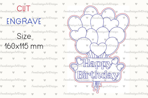 Happy Birthday gift decor, Laser cut cake topper SVG AnastasiyaArtDesign 