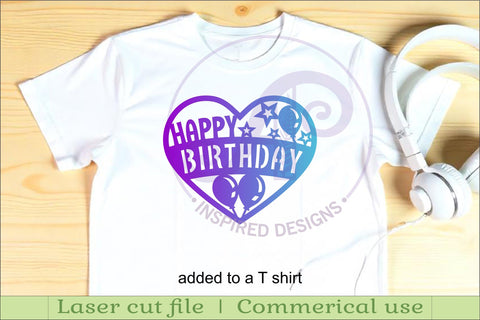 Happy birthday heart laser cut wall sign SVG APInspireddesigns 