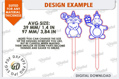 Happy Birthday Kids Cake Topper Laser Cut. Hippo SVG SVG Evgenyia Guschina 
