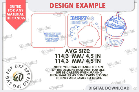 Happy Birthday Kids Card Laser Cut. Greeting Card SVG SVG Evgenyia Guschina 