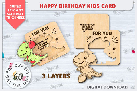 Happy Birthday Kids Card Laser Cut. Greeting Card SVG SVG Evgenyia Guschina 
