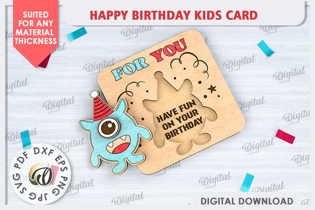 Happy Birthday Kids Card Laser Cut. Greeting Card SVG SVG Evgenyia Guschina 