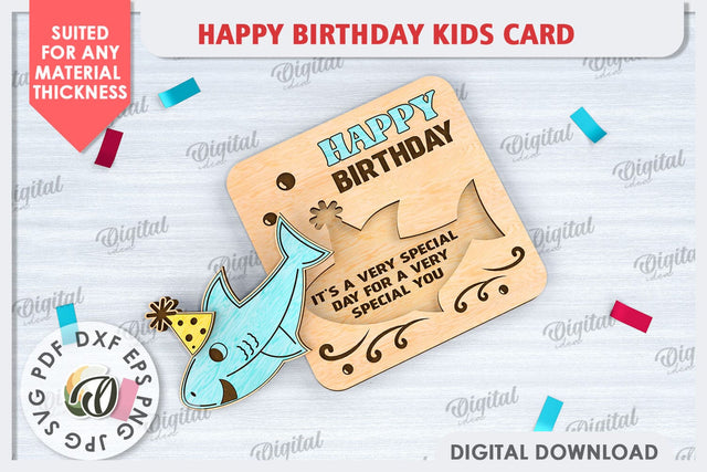 Happy Birthday Kids Card Laser Cut. Greeting Card SVG SVG Evgenyia Guschina 