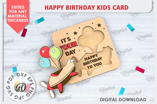 Happy Birthday Kids Card Laser Cut. Greeting Card SVG SVG Evgenyia Guschina 