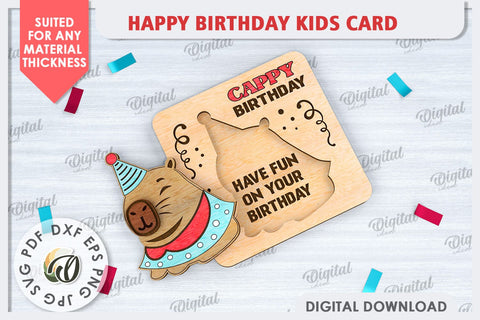 Happy Birthday Kids Card Laser Cut. Greeting Card SVG SVG Evgenyia Guschina 