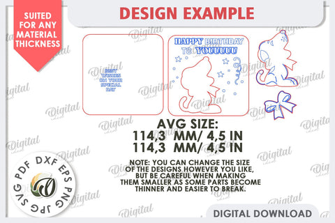 Happy Birthday Kids Card Laser Cut. Greeting Card SVG SVG Evgenyia Guschina 