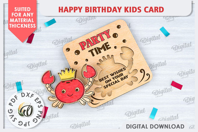 Happy Birthday Kids Card Laser Cut. Greeting Card SVG SVG Evgenyia Guschina 