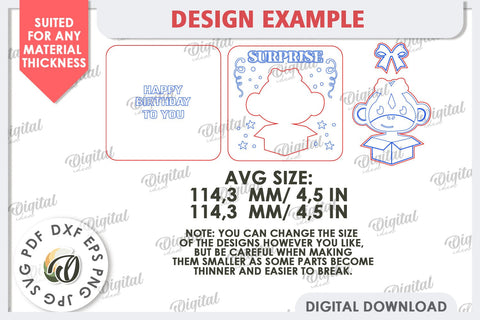 Happy Birthday Kids Card Laser Cut. Greeting Card SVG SVG Evgenyia Guschina 