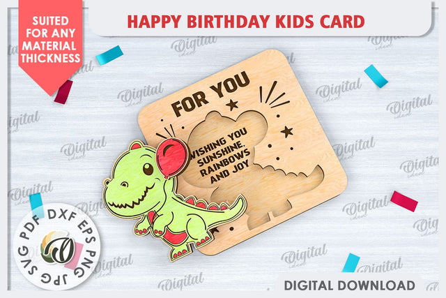 Happy Birthday Kids Card Laser Cut. Greeting Card SVG SVG Evgenyia Guschina 