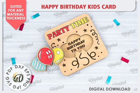Happy Birthday Kids Cards LaserCut Bundle. Greeting Cards SVG Evgenyia Guschina 