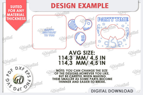 Happy Birthday Kids Cards LaserCut Bundle. Greeting Cards SVG Evgenyia Guschina 