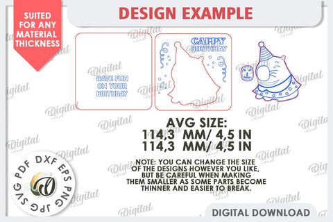 Happy Birthday Kids Cards LaserCut Bundle. Greeting Cards SVG Evgenyia Guschina 