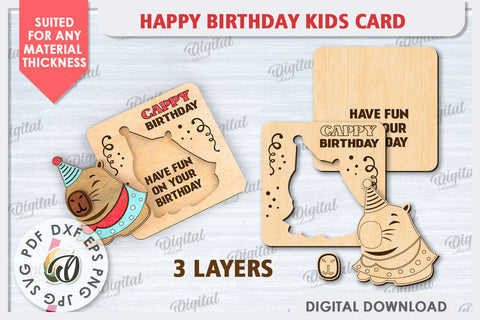 Happy Birthday Kids Cards LaserCut Bundle. Greeting Cards SVG Evgenyia Guschina 