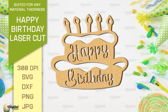 Happy Birthday Laser Cut. Happy Birthday Wall Decor SVG SVG Evgenyia Guschina 