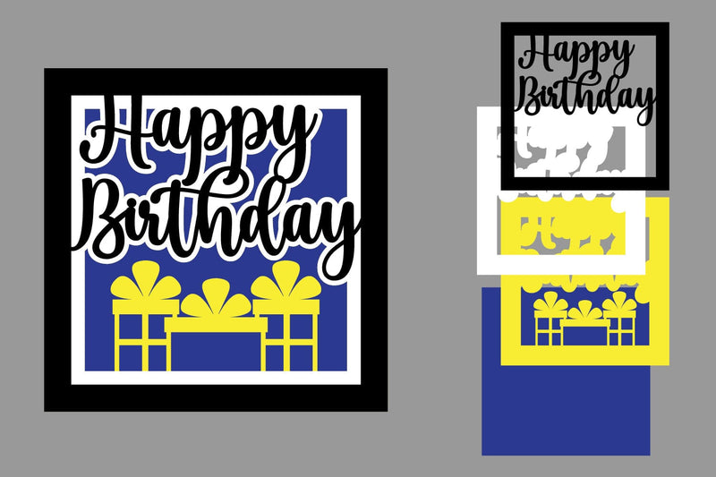 Happy Birthday Layered Papercut, Birthday Card Layered SVG zafrans studio 