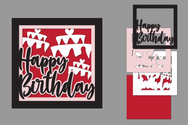Happy Birthday Layered Papercut, Birthday Card Layered SVG zafrans studio 