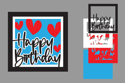 Happy Birthday Layered Papercut, Birthday Card Layered SVG zafrans studio 