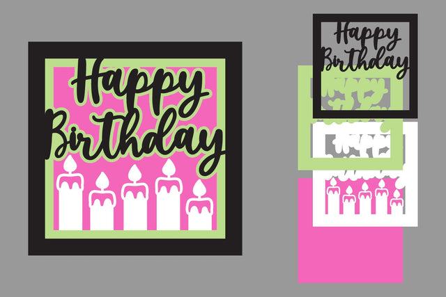 Happy Birthday Layered Papercut, Birthday Card Layered SVG zafrans studio 