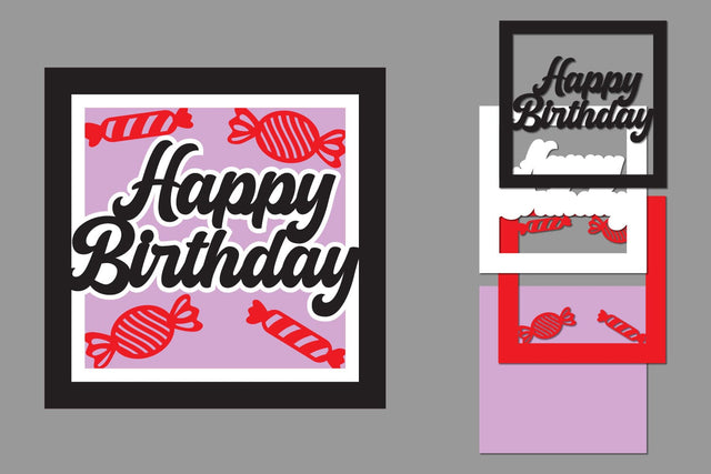 Happy Birthday Layered Papercut, Birthday Card Layered SVG zafrans studio 