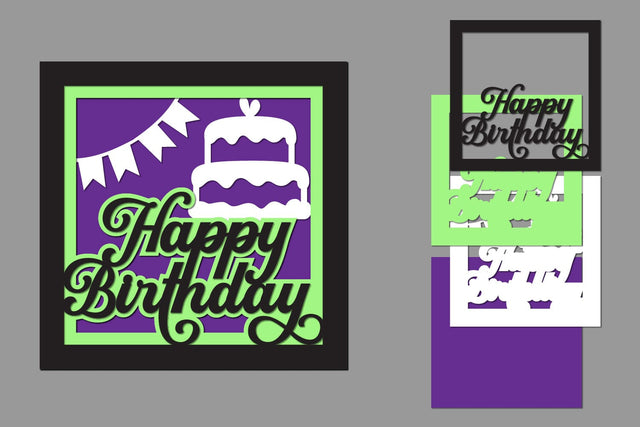Happy Birthday Layered Papercut, Birthday Card Layered SVG zafrans studio 
