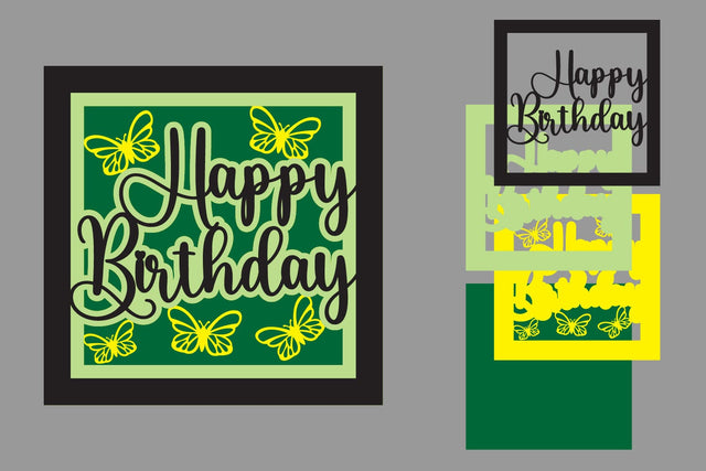 Happy Birthday Layered Papercut, Birthday Card Layered SVG zafrans studio 