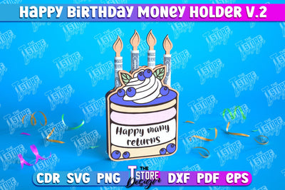 Happy Birthday Money Holder | Greeting Cards | Money Card | CNC File SVG The T Store Design 