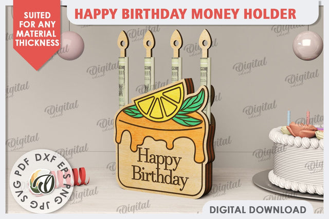 Happy Birthday Money Holder Laser Cut. Birthday Gift SVG SVG Evgenyia Guschina 