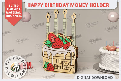 Happy Birthday Money Holder Laser Cut. Birthday Gift SVG SVG Evgenyia Guschina 