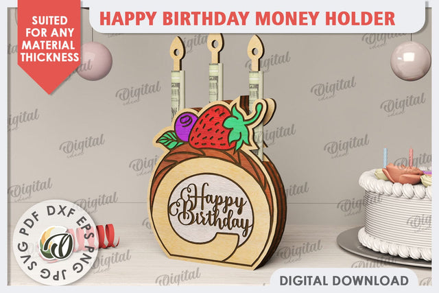 Happy Birthday Money Holder Laser Cut. Birthday Gift SVG SVG Evgenyia Guschina 