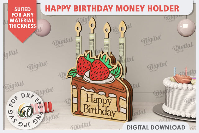 Happy Birthday Money Holder Laser Cut. Birthday Gift SVG SVG Evgenyia Guschina 