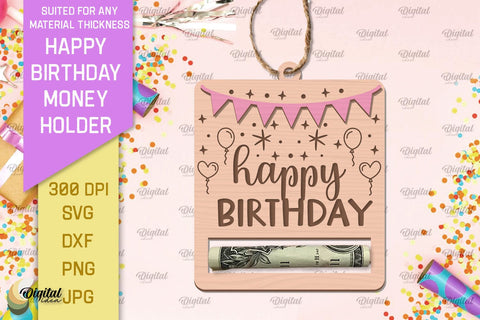 Happy Birthday Money Holder Laser Cut Bundle SVG Evgenyia Guschina 
