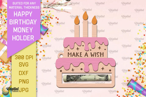 Happy Birthday Money Holder Laser Cut Bundle SVG Evgenyia Guschina 