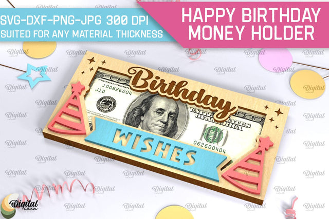 Happy Birthday Money Holder SVG. Laser Cut Money Gift Box SVG Evgenyia Guschina 