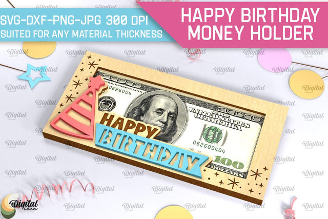 Happy Birthday Money Holder SVG. Laser Cut Money Gift Box SVG Evgenyia Guschina 