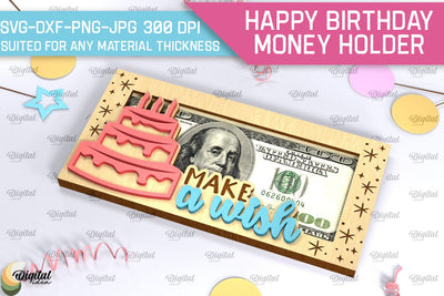 Happy Birthday Money Holder SVG. Laser Cut Money Gift Box SVG Evgenyia Guschina 