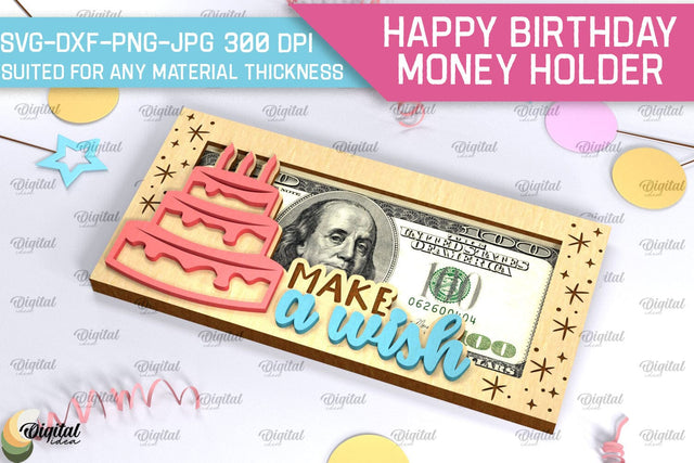 Happy Birthday Money Holder SVG. Laser Cut Money Gift Box SVG Evgenyia Guschina 