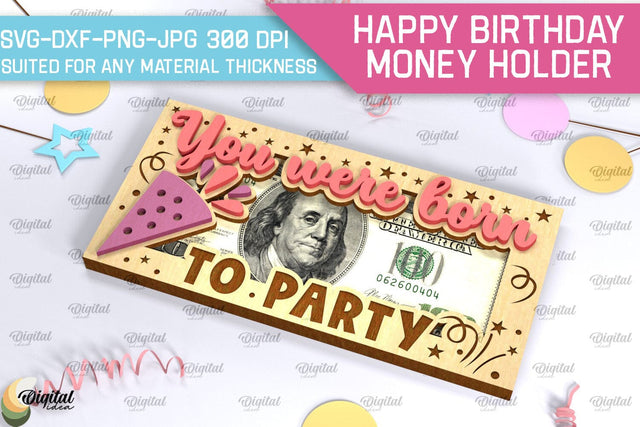 Happy Birthday Money Holder SVG. Laser Cut Money Gift Box SVG Evgenyia Guschina 