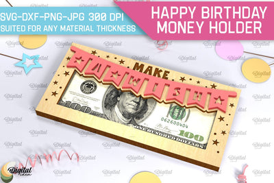 Happy Birthday Money Holder SVG. Laser Cut Money Gift Box SVG Evgenyia Guschina 